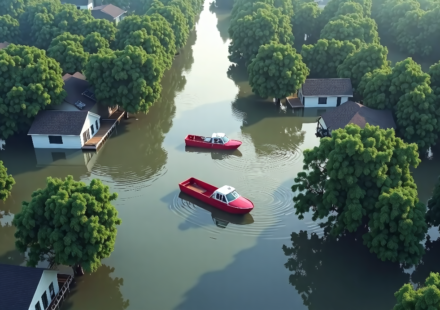 Historic Flooding Hits Indiana, Leaving Thousands Without Power — AI-generated editorial illustration