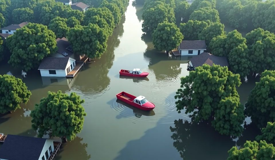 Historic Flooding Hits Indiana, Leaving Thousands Without Power — AI-generated editorial illustration