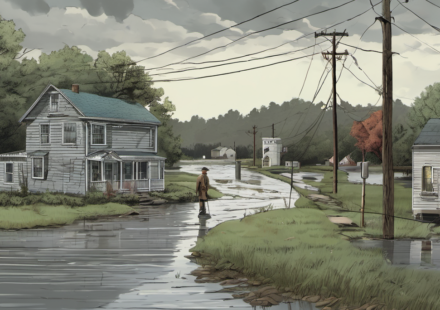 Torrential Rain Keeps Midwest and North Carolina Flooded — AI-generated editorial illustration