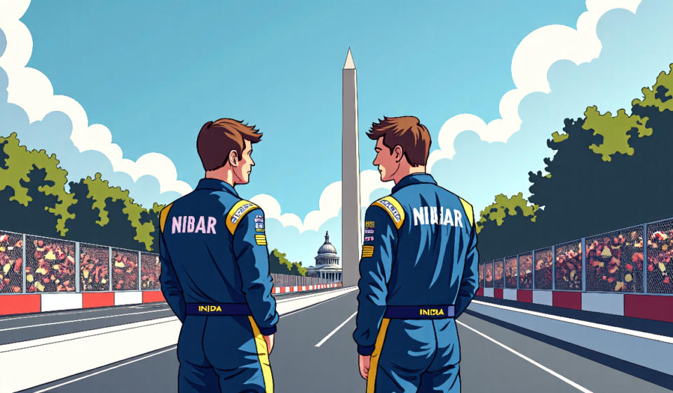 IndyCar’s Freedom 250: Newgarden and Kirkwood Preview DC’s Historic Street Race — AI-generated editorial illustration
