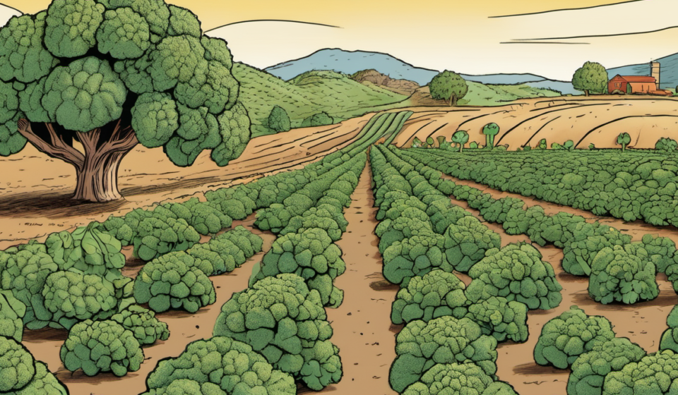 California’s Broccoli Boom Faces Drought‑Induced Supply Shock — AI-generated editorial illustration