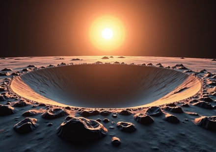 NASA Reveals 60‑Foot Moon Crater from SpaceX Booster Crash — AI-generated editorial illustration