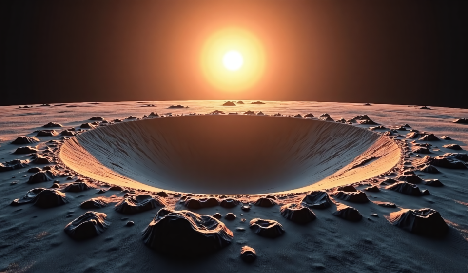 NASA Reveals 60‑Foot Moon Crater from SpaceX Booster Crash — AI-generated editorial illustration
