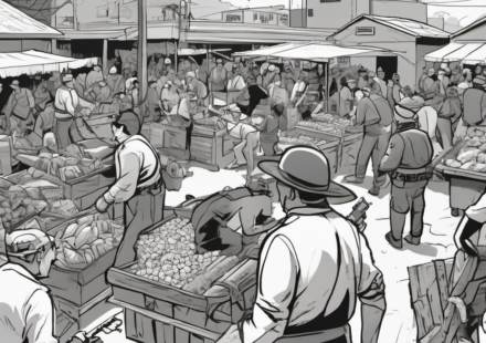 40 Looters Ransack Family‑Run A‑Z Market in Bellflower During Street Takeover — AI-generated editorial illustration