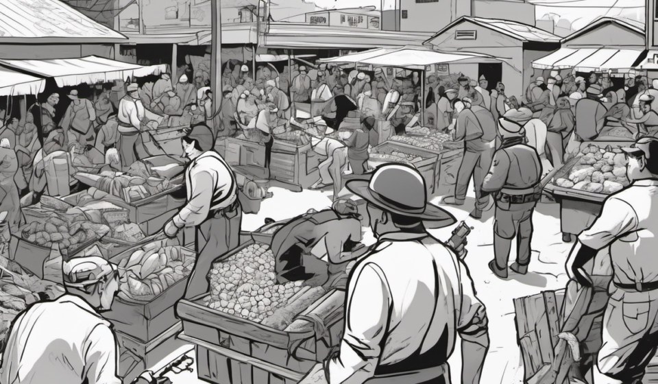 40 Looters Ransack Family‑Run A‑Z Market in Bellflower During Street Takeover — AI-generated editorial illustration