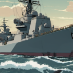 USS Benfold Endures Four-Day Power Loss in South China Sea — AI-generated editorial illustration