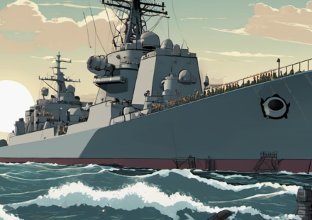 USS Benfold Endures Four-Day Power Loss in South China Sea — AI-generated editorial illustration