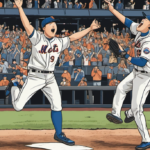 Mets' Jefry Yan's High-Flying Strikeout Celebration Goes Awry — AI-generated editorial illustration