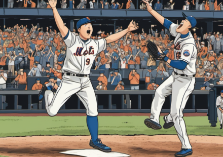 Mets' Jefry Yan's High-Flying Strikeout Celebration Goes Awry — AI-generated editorial illustration