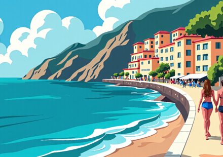 Heather Graham Showcases Fit Bikini Look on Amalfi Coast Getaway — AI-generated editorial illustration