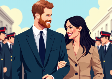Prince Harry and Meghan Return to the U.K. After Six Years in California — AI-generated editorial illustration