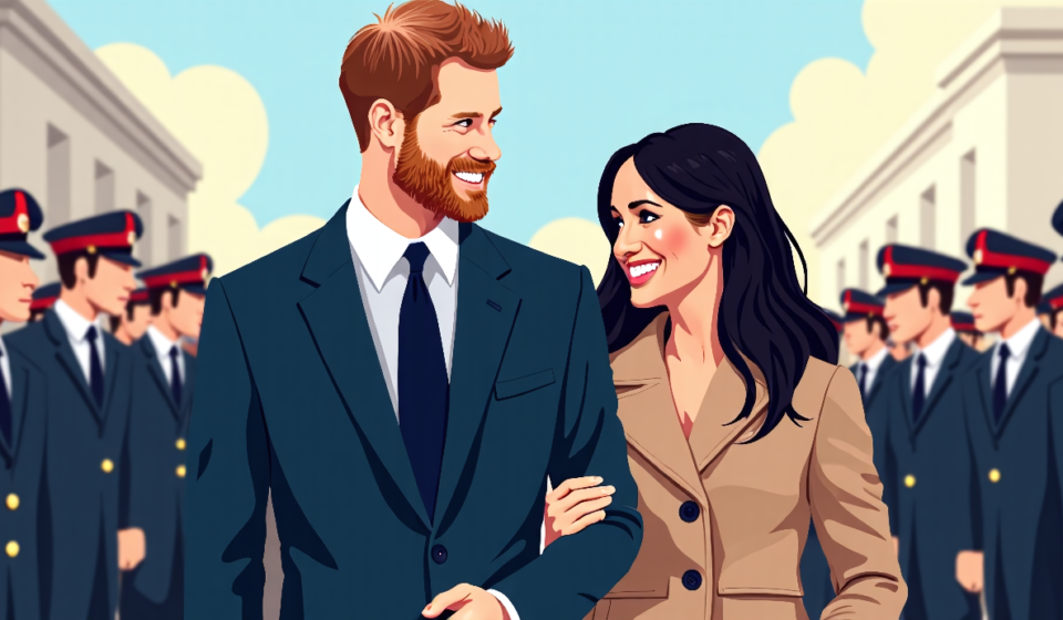 Prince Harry and Meghan Return to the U.K. After Six Years in California — AI-generated editorial illustration