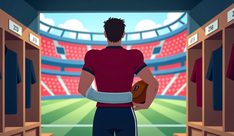 Texans WR Jayden Higgins Tears ACL, Misses 2026 Season — AI-generated editorial illustration