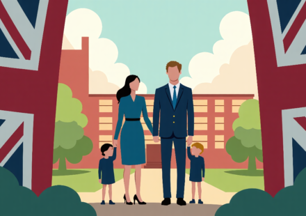 Prince Harry and Meghan to Return to UK, Kids Enroll in British School — AI-generated editorial illustration