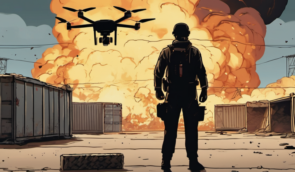 Ukraine Unleashes Largest Aerial Assault on Russia's Logistics Hub — AI-generated editorial illustration