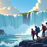 Flash Flood at Thailand’s Mae Sa Waterfall Forces Tourists to Hold on — AI-generated editorial illustration
