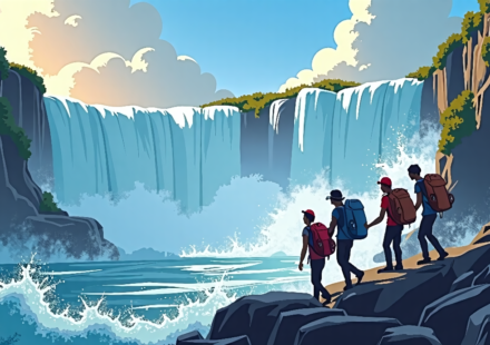 Flash Flood at Thailand’s Mae Sa Waterfall Forces Tourists to Hold on — AI-generated editorial illustration