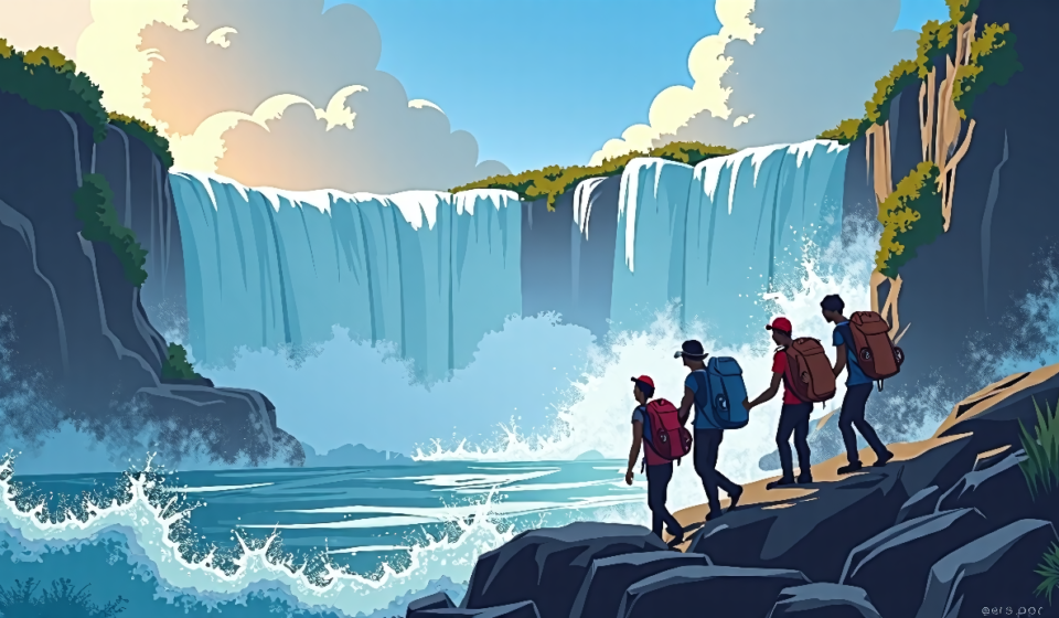 Flash Flood at Thailand’s Mae Sa Waterfall Forces Tourists to Hold on — AI-generated editorial illustration