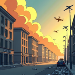 Russian Missile and Drone Assault Hits Kyiv, Leaving Businesses in Ruins — AI-generated editorial illustration