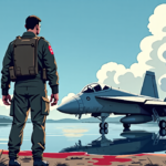 Marine Pilot Remains Composed After F‑18 Crash Near Rimrock Lake — AI-generated editorial illustration