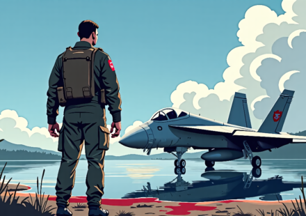 Marine Pilot Remains Composed After F‑18 Crash Near Rimrock Lake — AI-generated editorial illustration