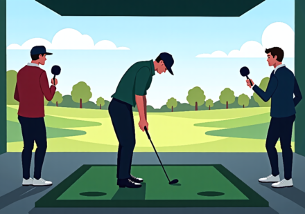 DeChambeau Calls Media ‘Mafia’ Before Reporter Is Booted From Practice — AI-generated editorial illustration