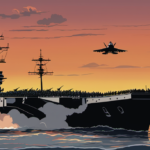 USS Abraham Lincoln Departs Middle East After Nine-Month Deployment — AI-generated editorial illustration
