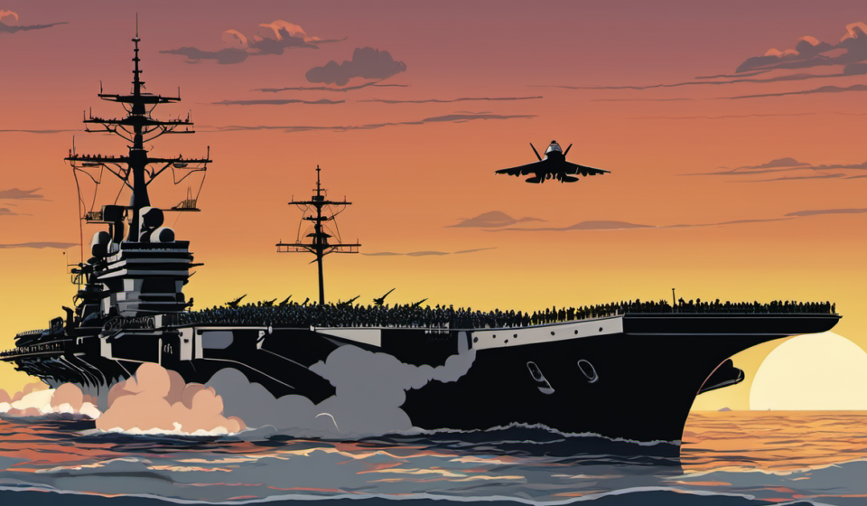 USS Abraham Lincoln Departs Middle East After Nine-Month Deployment — AI-generated editorial illustration