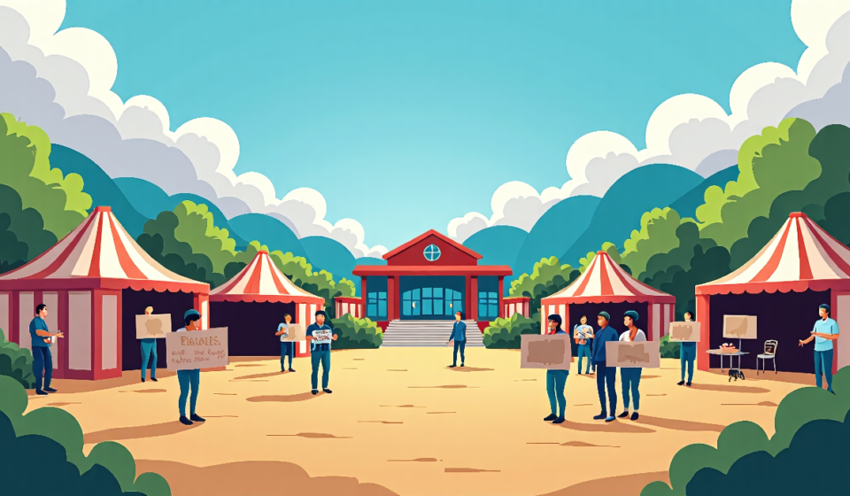 Data Centers, Not Prices, Dominate West Virginia Fair Debate — AI-generated editorial illustration