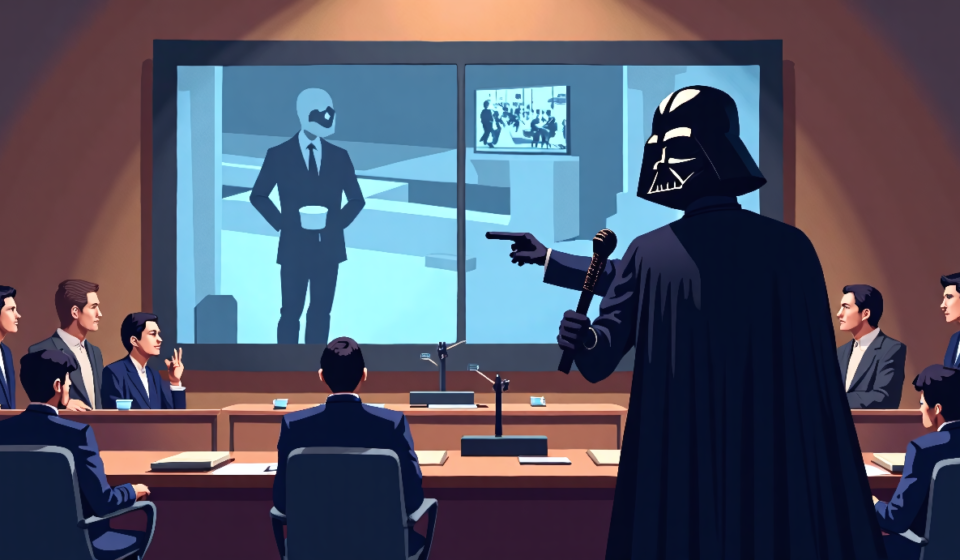 Darth Vader Mocked San Diego’s Surveillance Cameras in City Council Meeting — AI-generated editorial illustration
