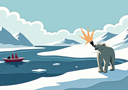 Boater’s Horn Blast to Wake Polar Bear Backfires, He’s Fined — AI-generated editorial illustration