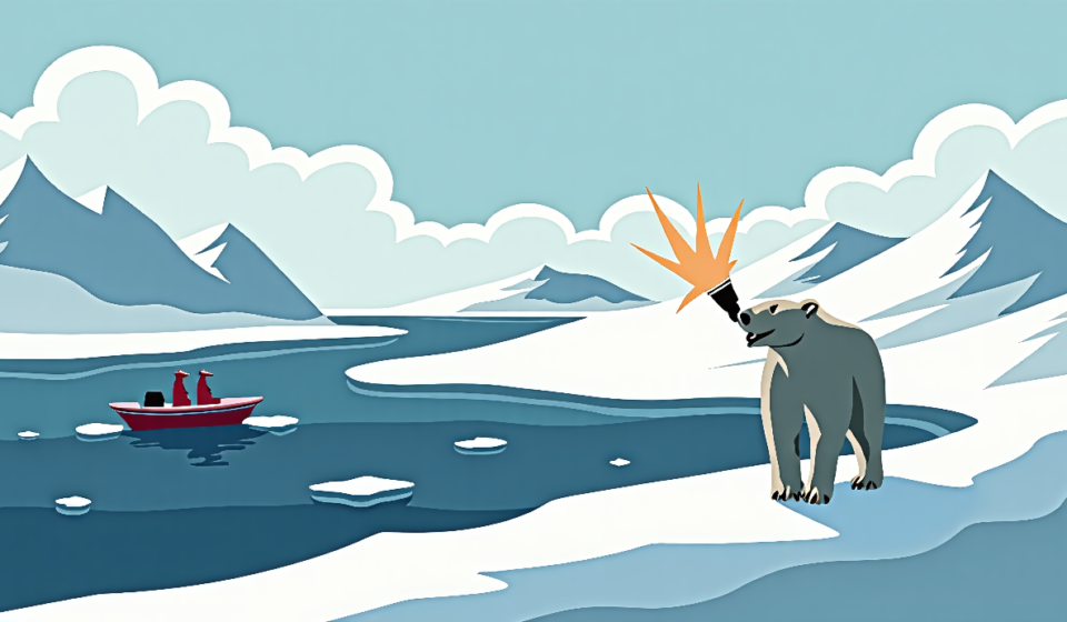 Boater’s Horn Blast to Wake Polar Bear Backfires, He’s Fined — AI-generated editorial illustration