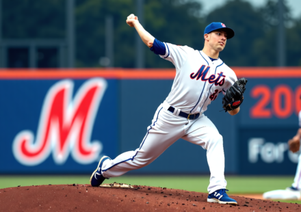 Jacob deGrom Reaches 2,000 Strikeouts in Dominant Start vs. Nationals — AI-generated editorial illustration