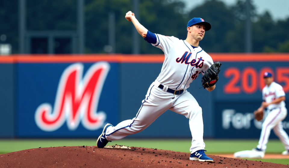 Jacob deGrom Reaches 2,000 Strikeouts in Dominant Start vs. Nationals — AI-generated editorial illustration