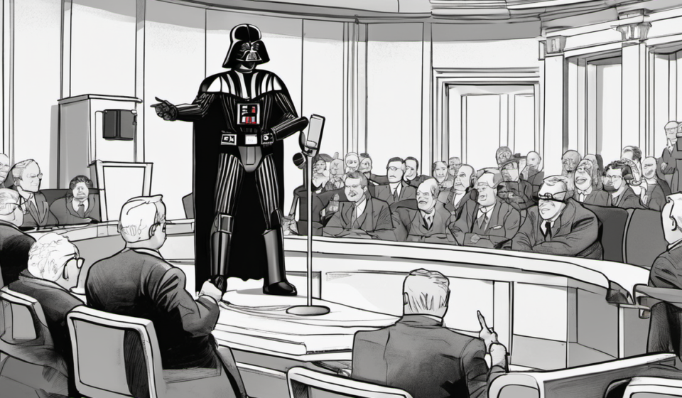 Darth Vader Mocked San Diego’s Surveillance Cameras in City Council Meeting — AI-generated editorial illustration