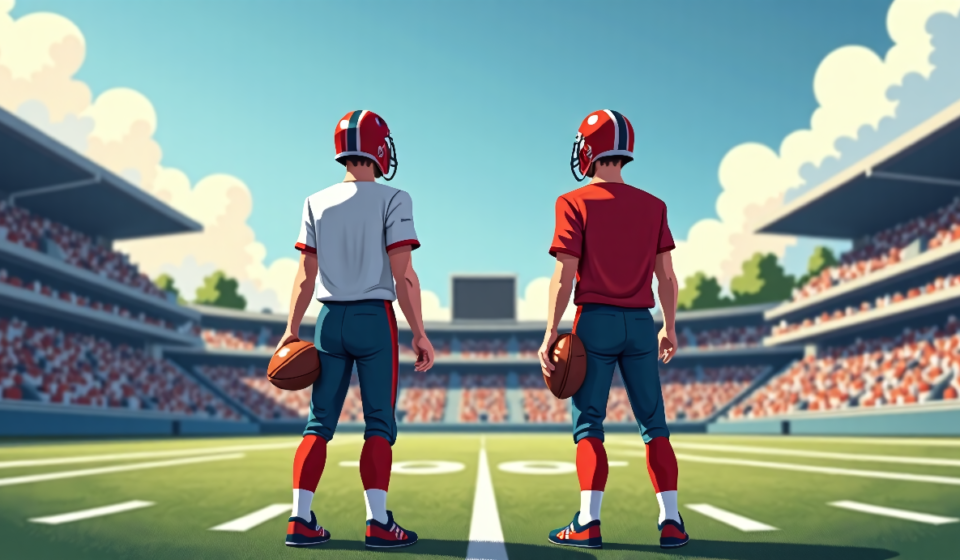 Raiders Skip Naming Starter, Keep Cousins and Mendoza in the Mix — AI-generated editorial illustration