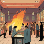 Japan Executes Man Behind 5‑Person Pachinko Parlor Fire — AI-generated editorial illustration