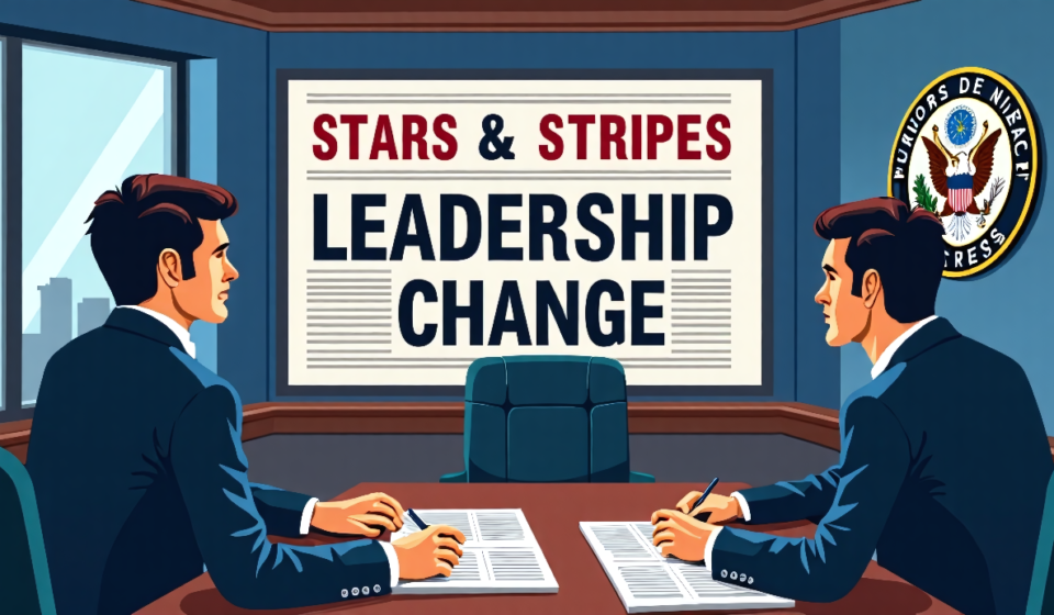 Pentagon Issues Separation Notices to Stars & Stripes Leadership — AI-generated editorial illustration