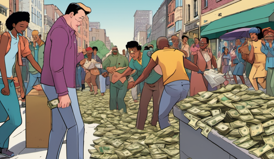 Cash Drops Go Viral: Americans Hunt for Hidden Bills Across Cities — AI-generated editorial illustration