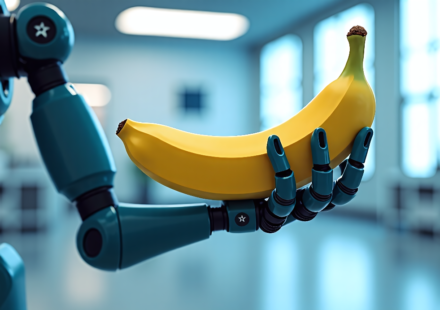 Robotic Arm Learns on the Spot, Using a Banana as a Tool — AI-generated editorial illustration