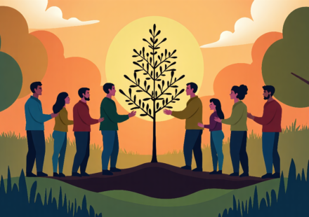 Embracing Gratitude: Robin Wall Kimmerer’s Call to Reciprocity with Nature — AI-generated editorial illustration