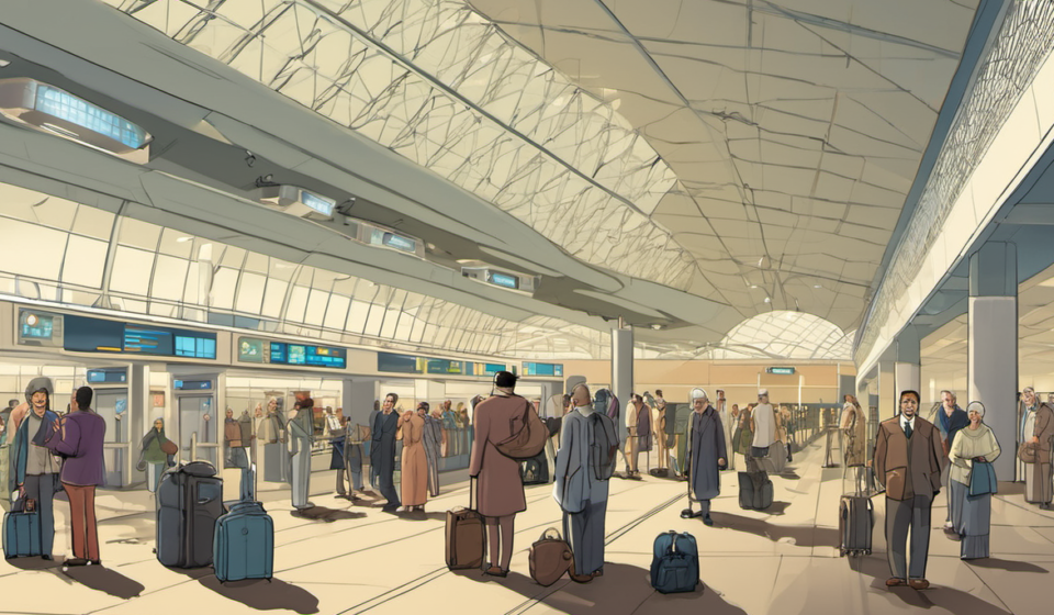 Texas Governor Seeks Justice Dept. Probe of Islamic Wudu Stations at Airports — AI-generated editorial illustration