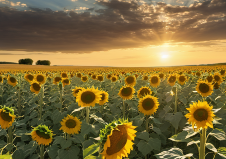 Basking in the Golden Glow: Sunflowers in South Dakota's Lyman County — AI-generated editorial illustration