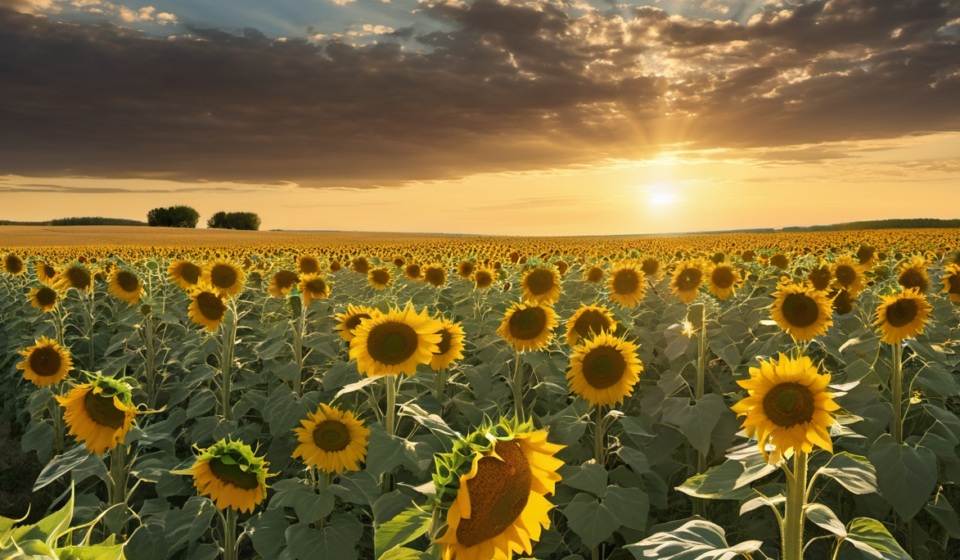 Basking in the Golden Glow: Sunflowers in South Dakota's Lyman County — AI-generated editorial illustration