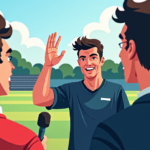 Mendoza’s Playful Greeting Turns Preseason Game Into Viral Moment — AI-generated editorial illustration