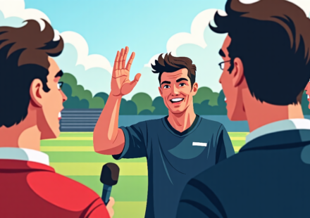Mendoza’s Playful Greeting Turns Preseason Game Into Viral Moment — AI-generated editorial illustration