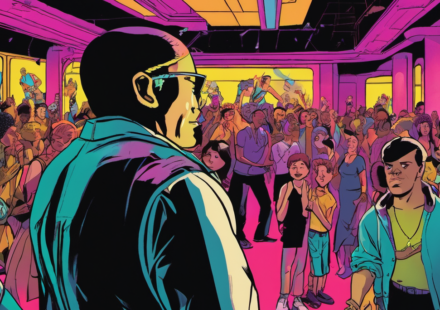 Jordan Firstman’s ‘Club Kid’ Trailer Reveals a New NYC Party Legend — AI-generated editorial illustration