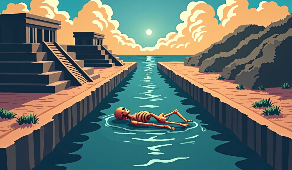 Peruvian Canal Burial Reveals Ritual Offering to the Pacific — AI-generated editorial illustration
