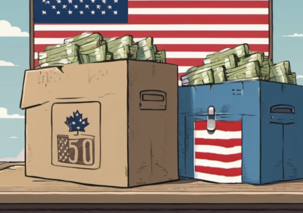 US to Impose 50% Tariffs on $20B of Canadian Goods, Canada Responds — AI-generated editorial illustration