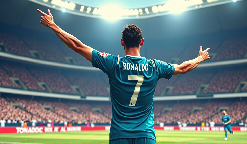 Ronaldo Returns to Al‑Nassr, Scores in First Match Post‑World Cup — AI-generated editorial illustration